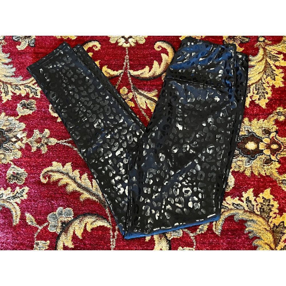 She & Sho Shimmery Animal Print Leather Look Leggings Size S
